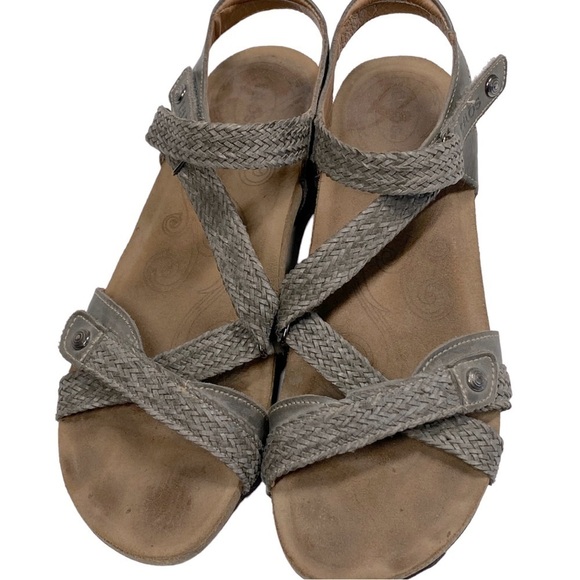 Taos Trulie Sandals Dark Gray Leather Size 10 Adjustable Strap Open Toe - Picture 2 of 5